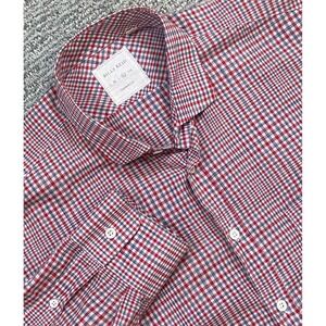 Billy Reid‎ Plaid Shirt Mens Extra Large Red Check Standard Cut Button Up Italy